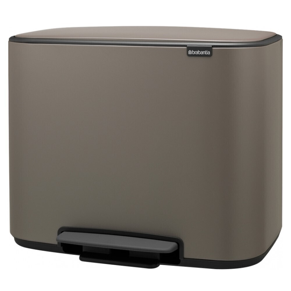

Ведро для мусора Brabantia Bo Pedal Bin с крышкой трехсекционное 11/11/11 л металл с педалью, Серый