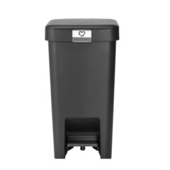 Изображение товара Ведро для мусора Brabantia StepUp с крышкой 10 л пластик темно-серое с педалью