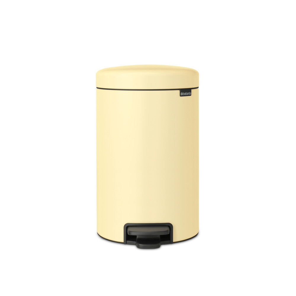 

Ведро для мусора Brabantia NewIcon с крышкой 12 л металл ванильно-желтое с педалью, Желтый
