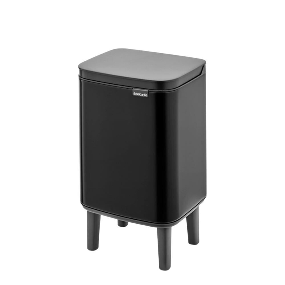 

Ведро для мусора Brabantia Bo Hi с крышкой 12 л металл черное матовое, Черный