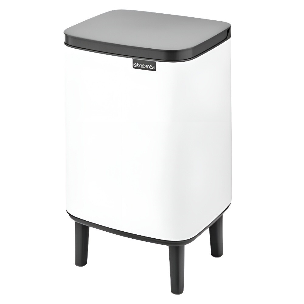 

Ведро для мусора Brabantia Bo Hi с крышкой 7 л металл белое, Белый