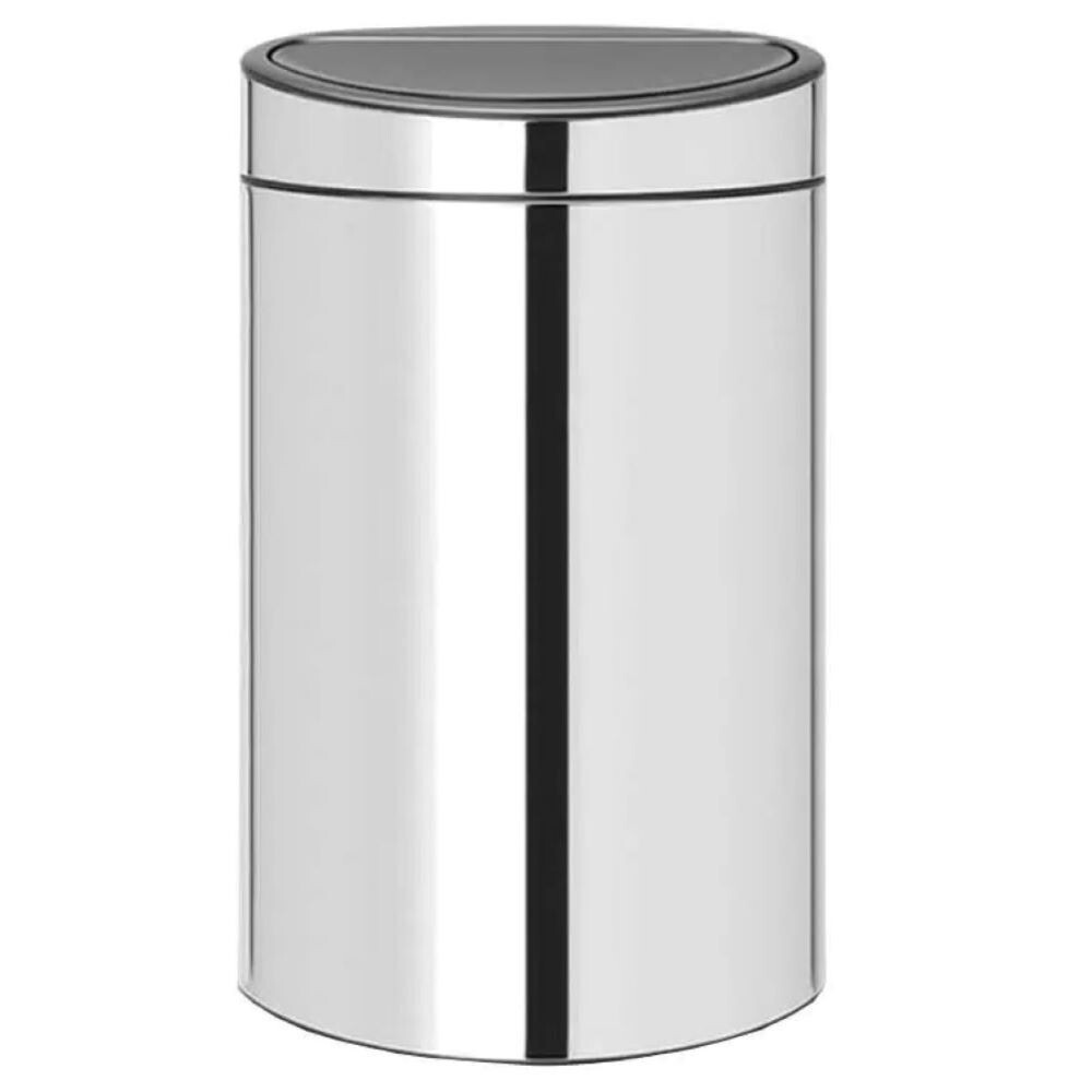 

Ведро для мусора Brabantia Touch Bin New с крышкой 40 л металл стальное полированное, Серебро