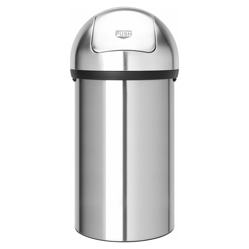 

Ведро для мусора Brabantia Push Bin с крышкой 60 л металл стальное матовое, Серебро