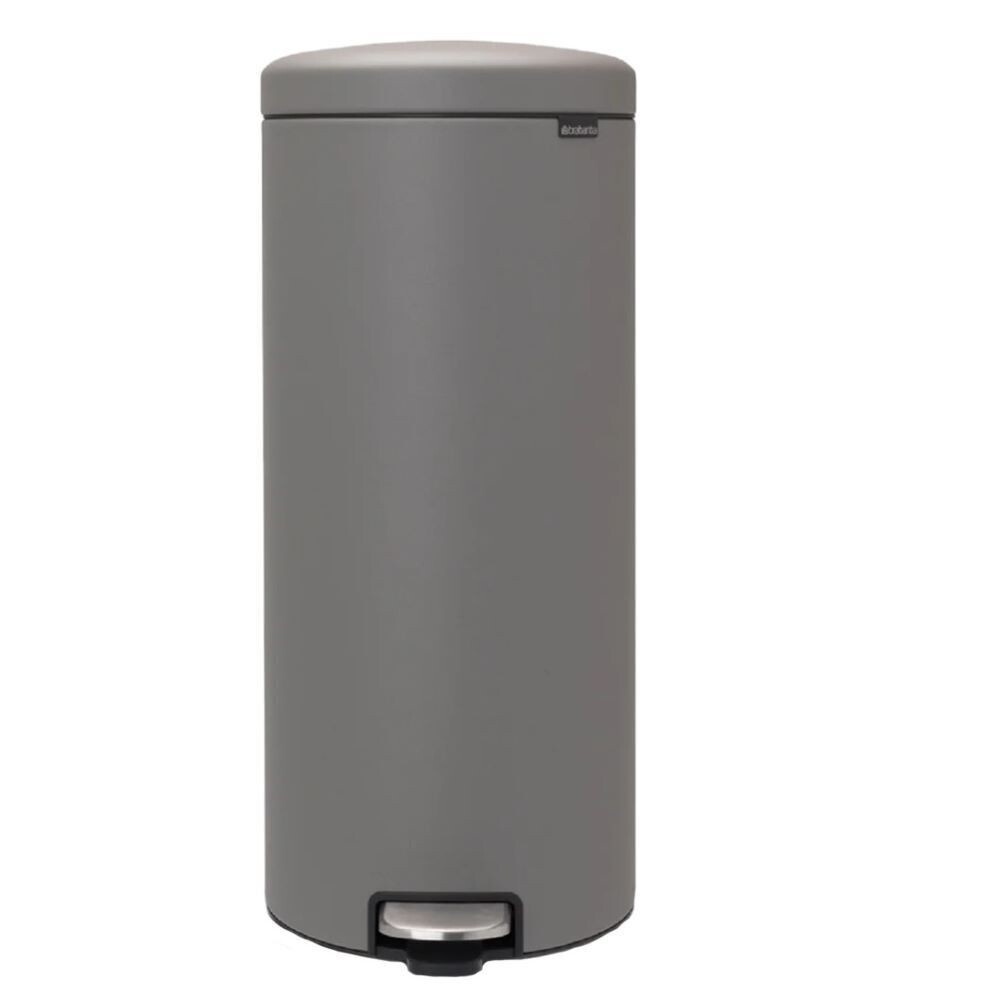 

Ведро для мусора Brabantia NewIcon с крышкой 30 л металл серое с напылением с педалью, Серый