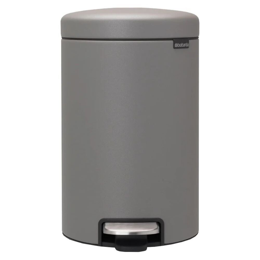 

Ведро для мусора Brabantia NewIcon с крышкой 12 л металл серое с напылением с педалью, Серый