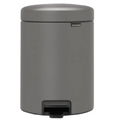 Ведро для мусора Brabantia NewIcon с крышкой 5 л металл серое с напылением с педалью