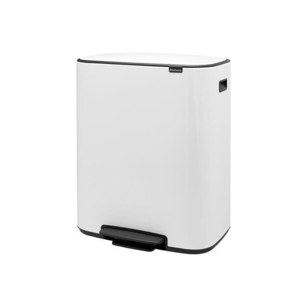 

Ведро для мусора Brabantia Bo Pedal Bin с крышкой двухсекционное 30/30 л металл белое с педалью, Белый