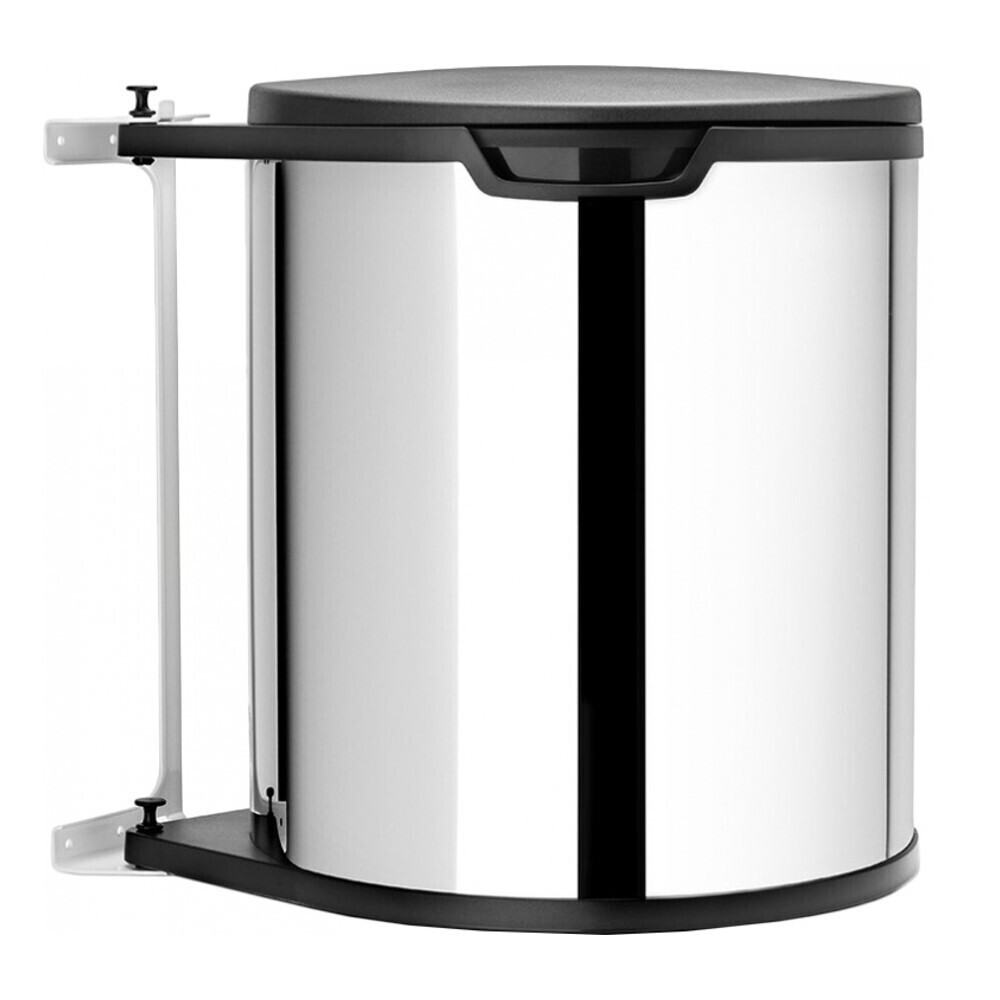 

Ведро для мусора Brabantia с крышкой 15 л металл стальное полированное, Серебро