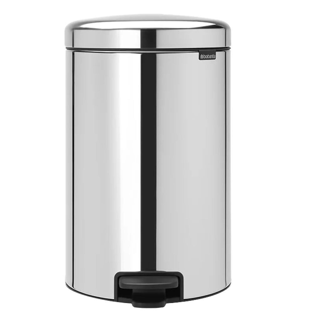 

Ведро для мусора Brabantia NewIcon с крышкой 20 л металл стальное полированное с педалью, Сталь