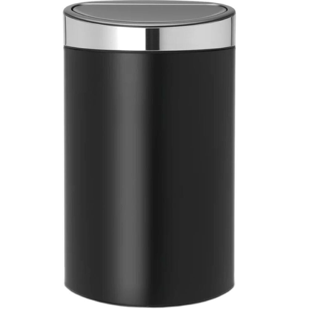 

Ведро для мусора Brabantia Touch Bin New с крышкой 40 л металл черное матовое, Черный