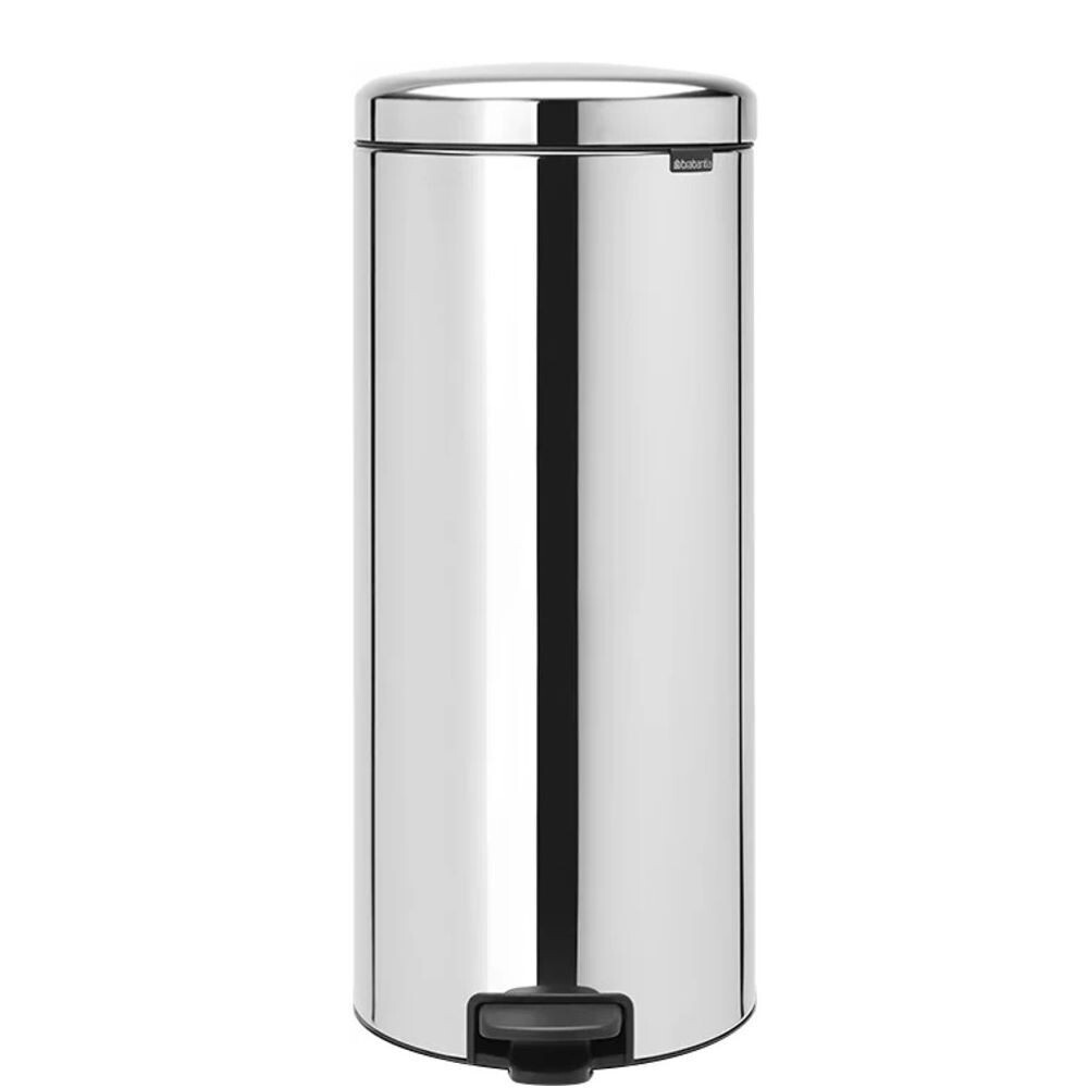 

Ведро для мусора Brabantia NewIcon с крышкой 30 л металл стальное полированное с педалью, Серый