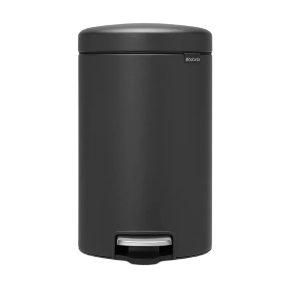 

Ведро для мусора Brabantia NewIcon с крышкой 12 л металл графитовое с напылением с педалью, Графит