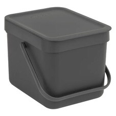 Ведро для мусора Brabantia Sort & Go с крышкой 6 л пластик серое