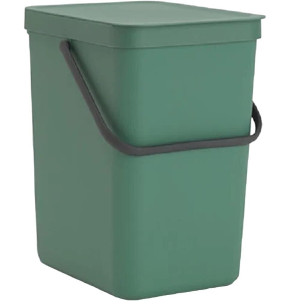 

Ведро для мусора Brabantia Sort & Go с крышкой 25 л пластик темно-зеленое, Зеленый
