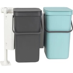 Изображение товара Набор ведер для мусора Brabantia Sort & Go с крышкой 12/12 л пластик серое/голубое