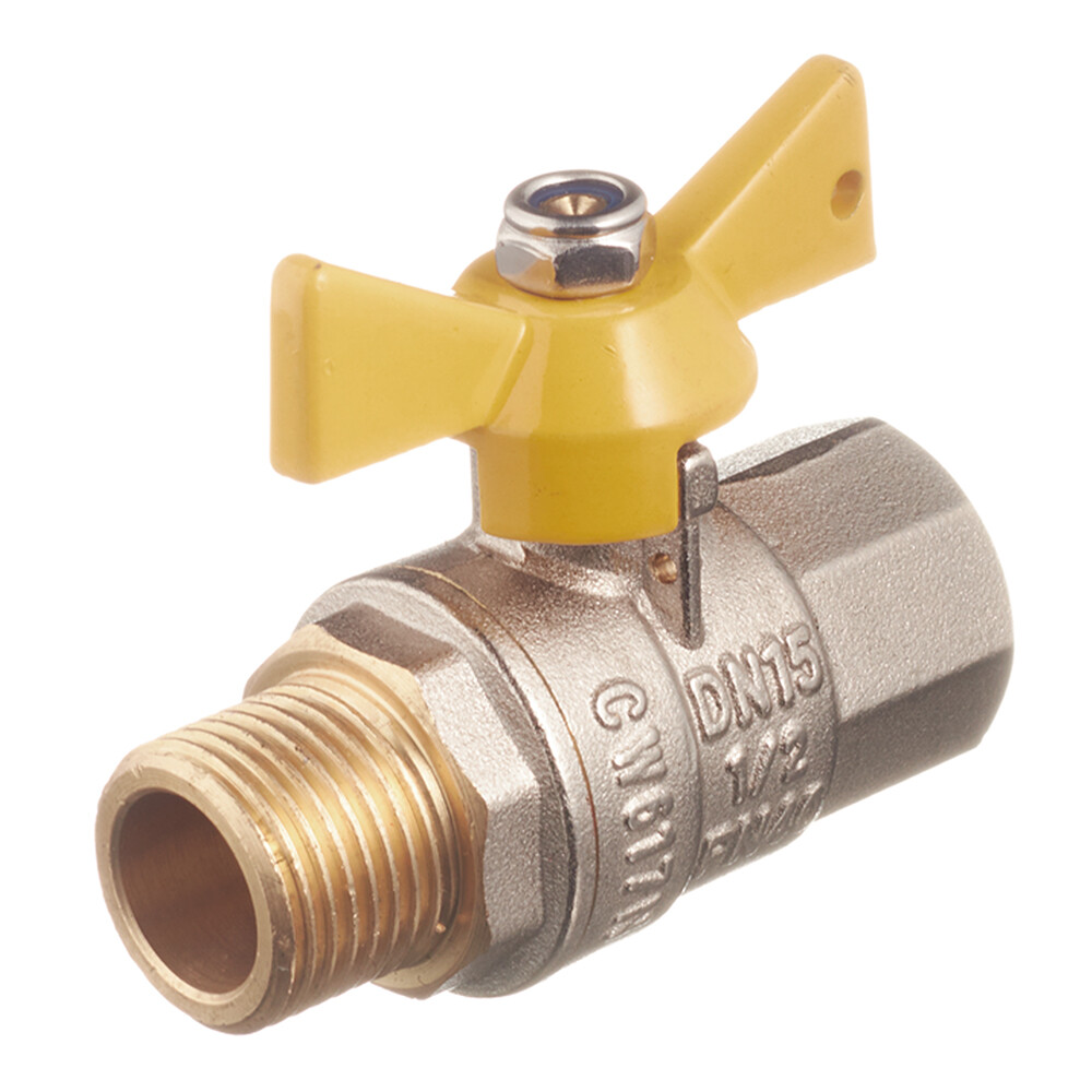 Изображение товара Кран шаровой газовый Valtec 1/2 ВР(г) х 1/2 НР(ш) бабочка (VT.278.N.04)