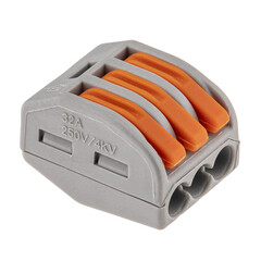 Изображение товара Клемма на 3 провода Duwi СМК 222-413 0,08-4 кв.мм с рычажками без пасты (50 шт.) (26638 9)