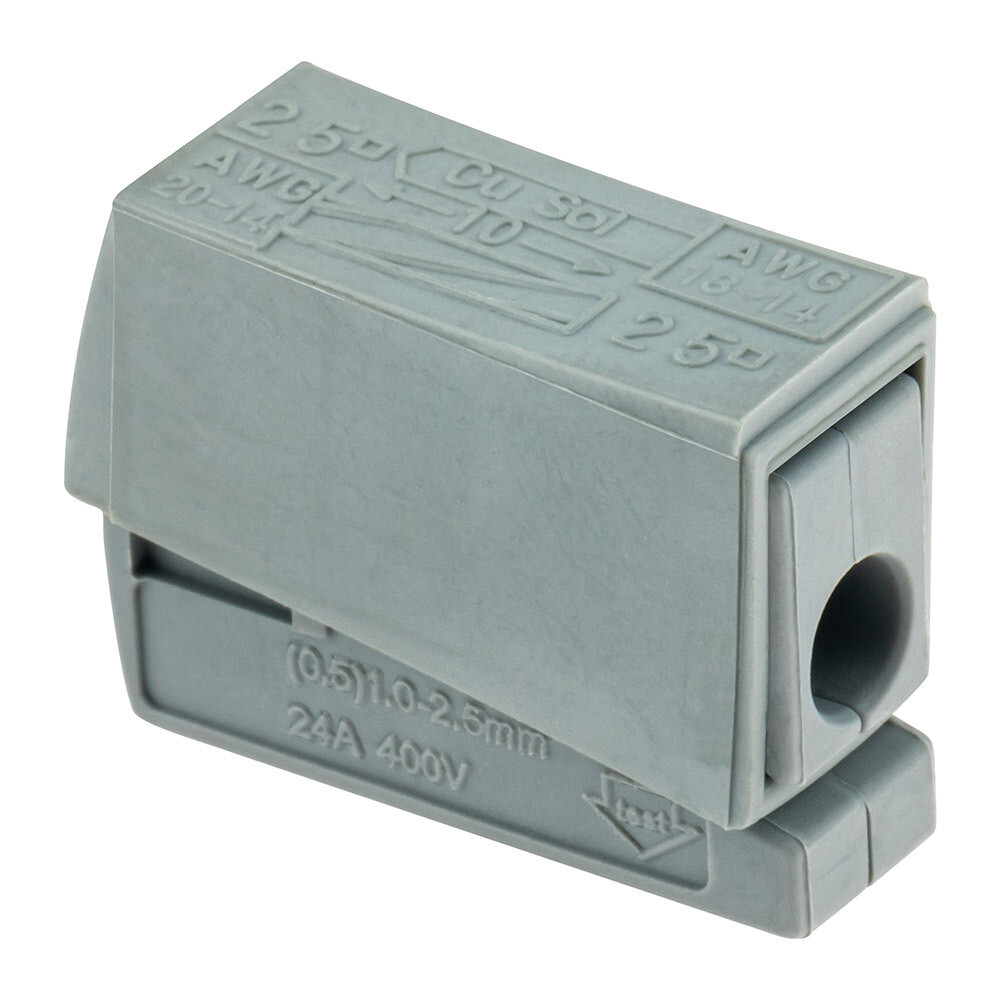 

Клемма на 1 провод Duwi СМК 224-112 0,5-2,5 кв.мм с рычажками без пасты (5 шт.) (26734 8), Белый