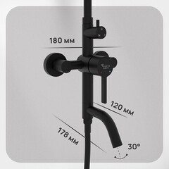 Душевая система Corsa Deco AX с верхним душем с лейкой с изливом черная (SSFAX250SB) - фото 6