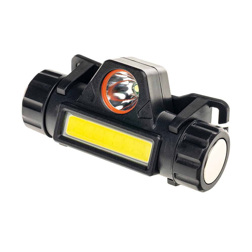 

Фонарь налобный Ritter светодиодный 2 LED 5 Вт аккумуляторный Li-Ion 1200 мАч пластик 2 режима (56206 5), Черный