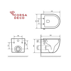 Унитаз подвесной Corsa Deco CX безободковый белый с функцией биде и сиденьем дюропласт микролифт (WHBCX520S) - фото 11