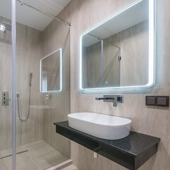 Изображение товара Навеска зеркального шкафа или зеркала с подсветкой на стену