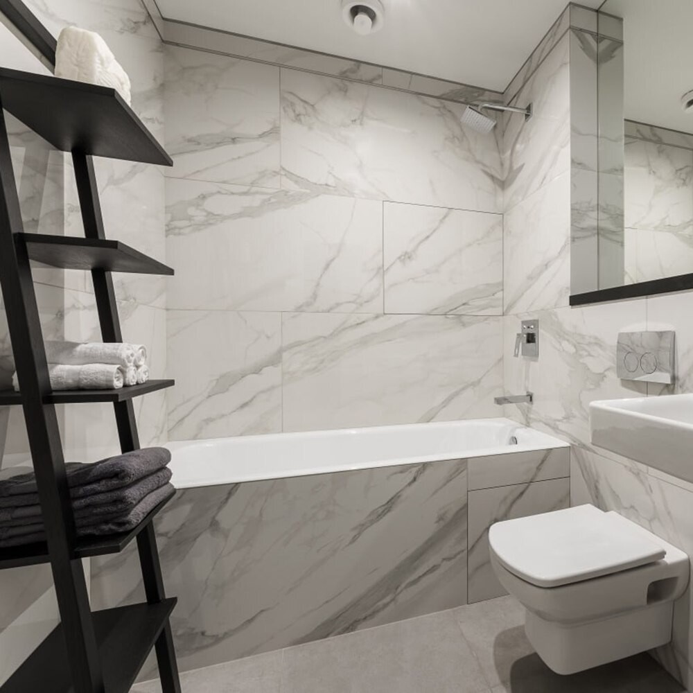 

Укладка керамогранита или керамическо плитки размером 60*120 см. прямая