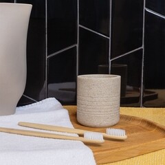 Стакан для ванной Master House Sand настольный полирезин бежевый (75361) - фото 6