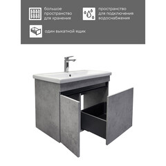 Тумба под раковину Comforty Варадеро 80 см подвесная бетон светлый (00-00021231CF) - фото 6