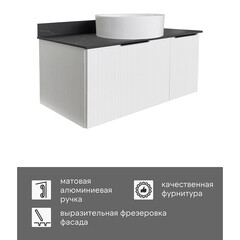Тумба под раковину со столешницей Comforty Морон 90 см подвесная ясень беленый (00-00021044CF) - фото 4