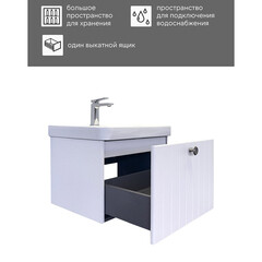 Комплект тумба с раковиной Comforty Сантьяго 60 см подвесная ясень беленый (00-00021028CF) - фото 6