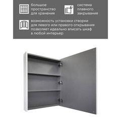 Зеркальный шкаф Comforty Сантьяго 60х80х15 см подвесной ясень беленый - фото 5