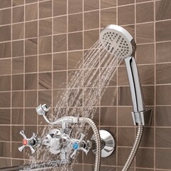 Смеситель для ванны РМС SL хром двухвентильный с длинным изливом с лейкой (SL65-140) - фото 4