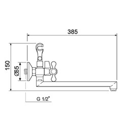 Смеситель для ванны РМС SL хром двухвентильный с длинным изливом с лейкой (SL65-140) - фото 2