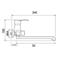 Смеситель для ванны РМС SL хром однорычажный с длинным изливом с лейкой (SL86-006E) - фото 2