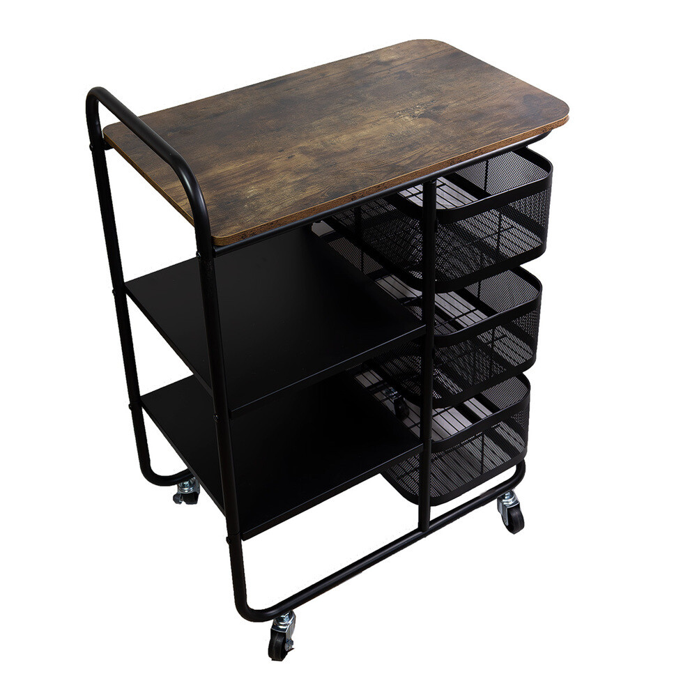 

Тележка для хранения кухонная 870х620х380 мм черная (БП-00001402-2)