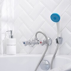 Смеситель для душа без излива РМС SL хром с лейкой двухвентильный (SL119-003) - фото 4