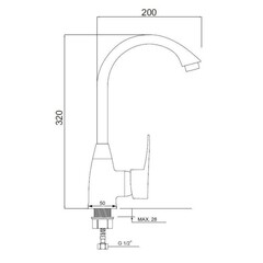 Смеситель для кухни РМС хром с высоким изливом однорычажный (PL5CH-017F) - фото 2