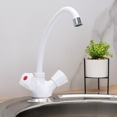 Смеситель для кухни РМС белый с высоким изливом двухвентильный (PL4-271F) - фото 4