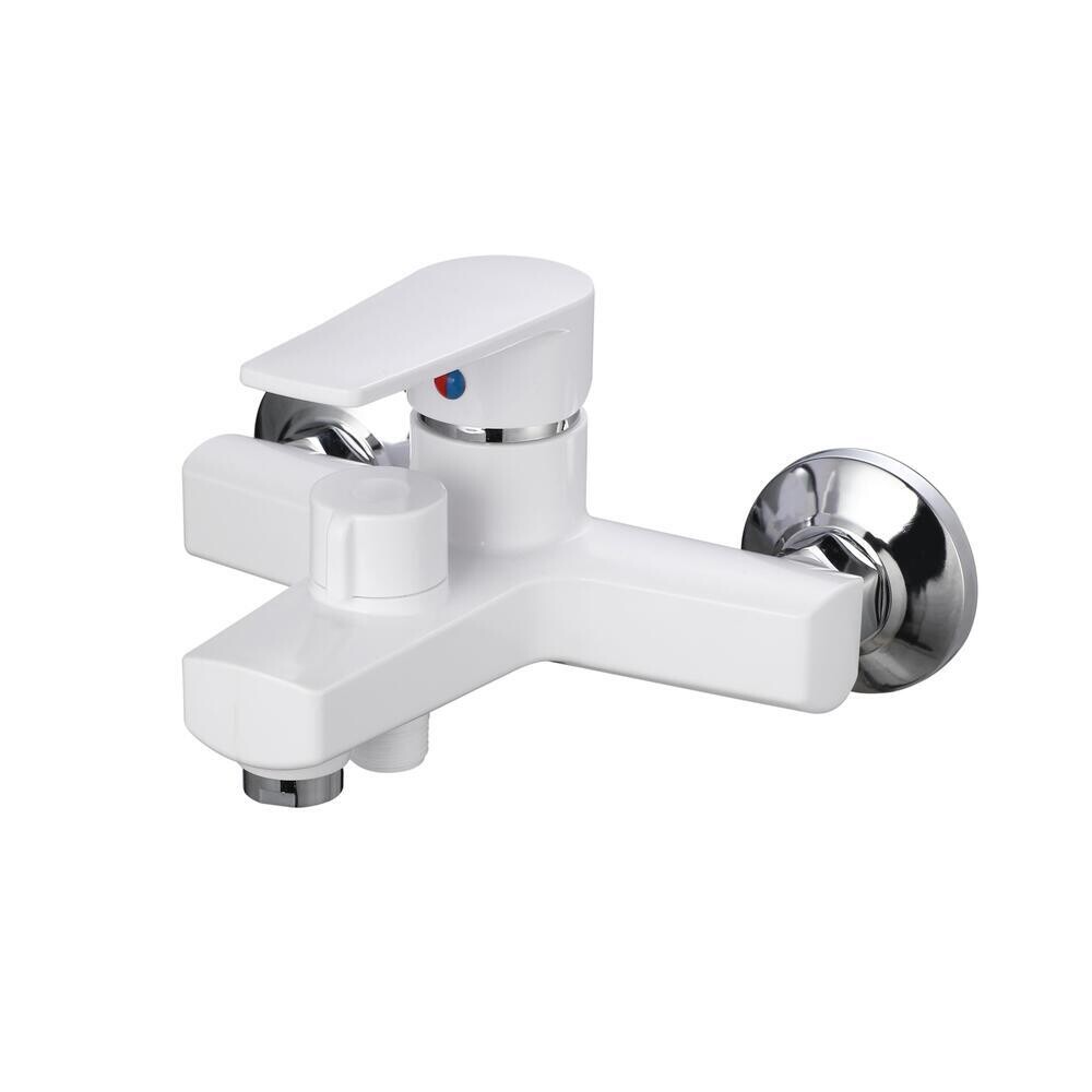 Смеситель для ванны РМС PL белый однорычажный с коротким изливом без лейки (PL6-009E)