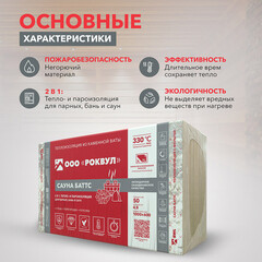 Утеплитель отражающий Роквул Сауна Баттс 50х600х1000 мм 4.8 кв.м - фото 5