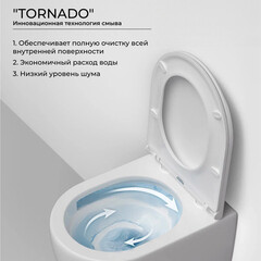 Унитаз подвесной Ceramicanova Ulma безободковый с сиденьем дюропласт микролифт смыв торнадо (CN4006T) - фото 3