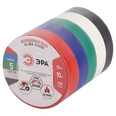 Изолента Эра Set-5 ПВХ 5 цветов 15 мм 10 м (5 шт.) - фото 1