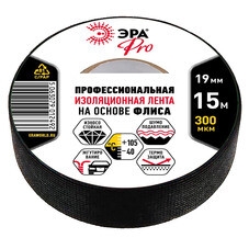 Изолента Эра Pro х/б черная 19 мм 15 м флисовая