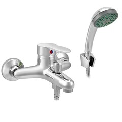 Смеситель для ванны Juguni хром однорычажный с коротким изливом с лейкой (0402.607)