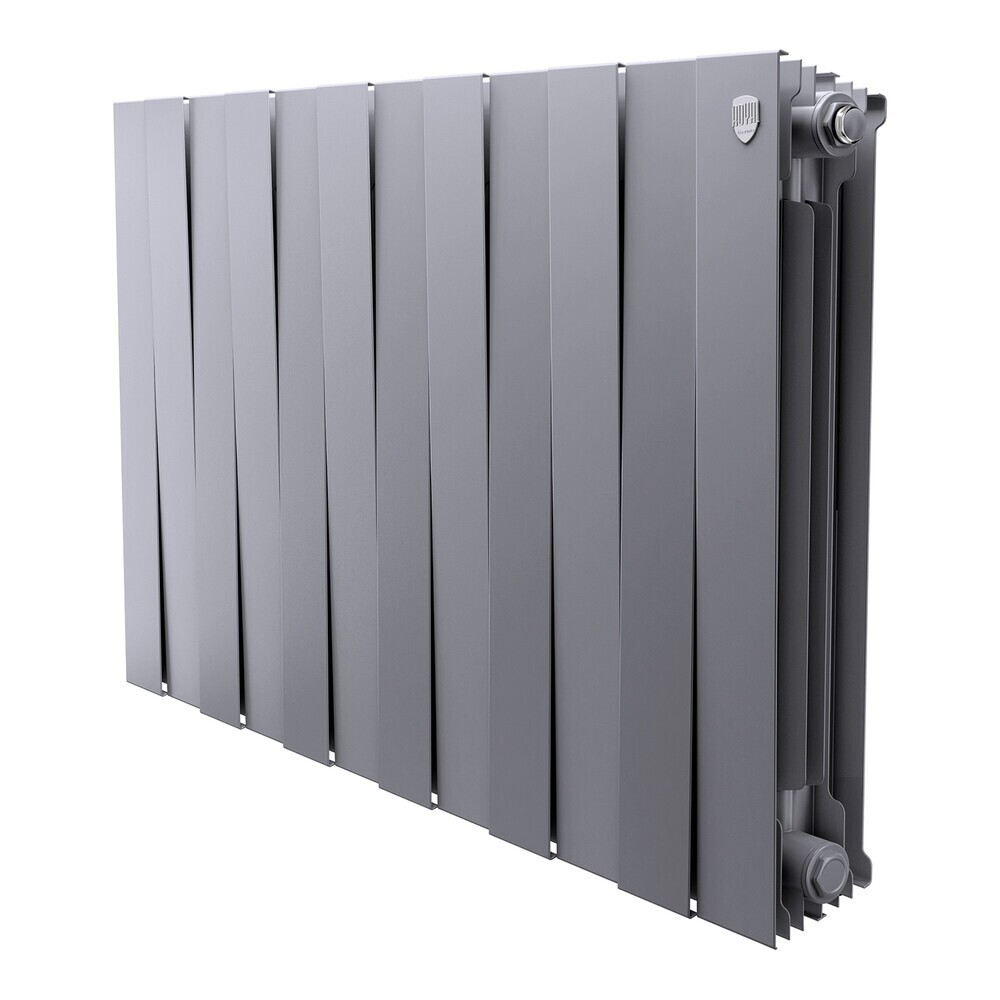 

Радиатор биметаллический Royal Thermo Piano Forte 500 мм 12 секций 1" боковое подключение серебристый, Серебро