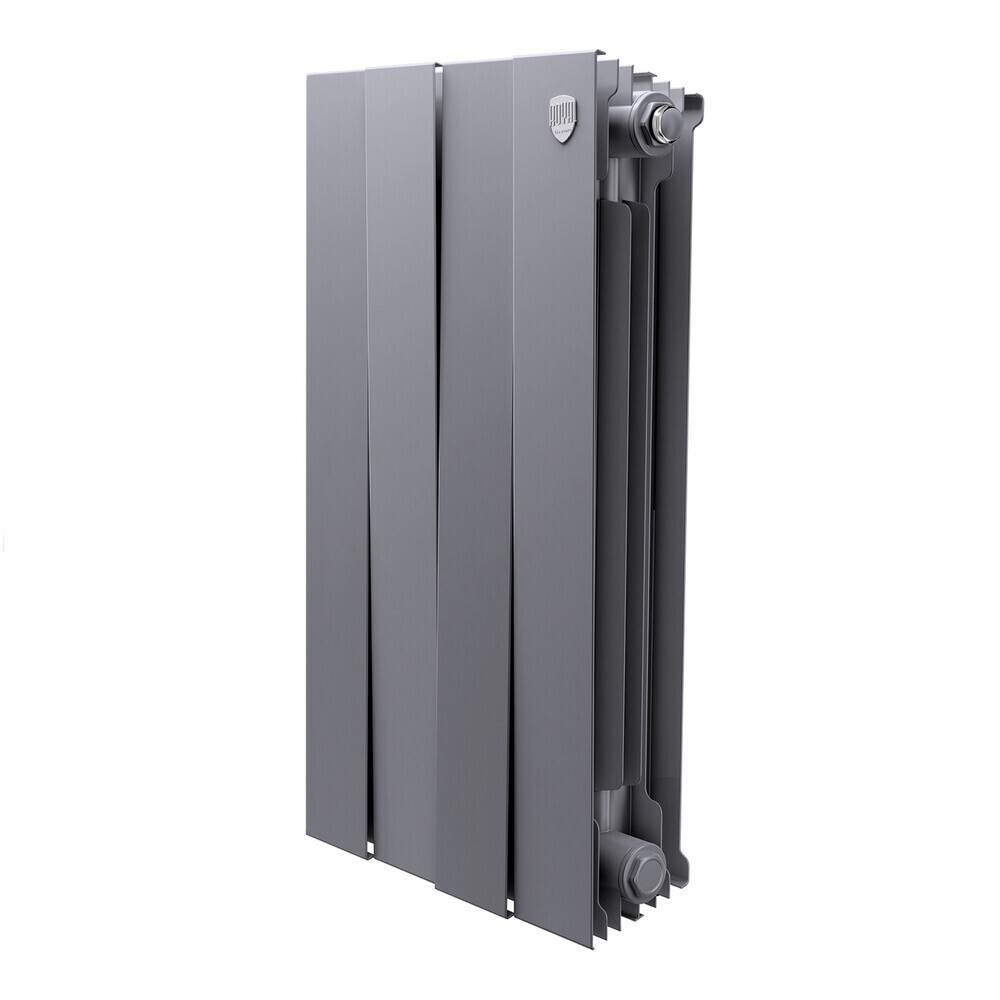

Радиатор биметаллический Royal Thermo Piano Forte 500 мм 4 секции 1" боковое подключение серебристый, Серебро