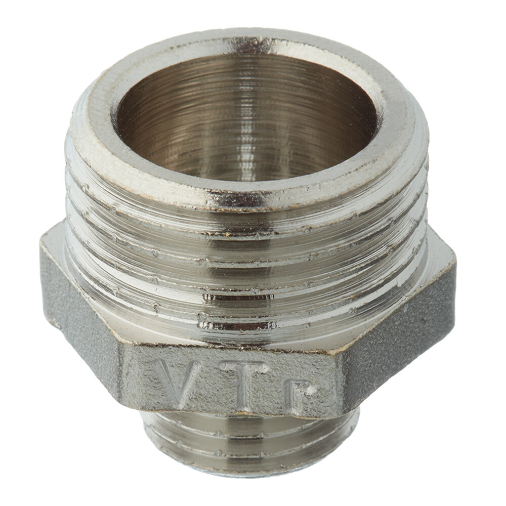 Изображение товара Ниппель переходной Valtec 1/2 НР(ш) х 1/4 НР(ш) латунный (VTr.580.N.0402)
