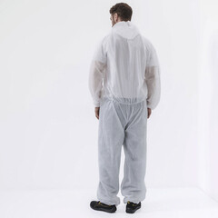 Комбинезон защитный одноразовый PO106 52-54 рост 180-188 см белый - фото 6