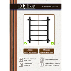 Полотенцесушитель водяной MyFrea MyLondon 600х400 мм лесенка с боковым подключением 500 мм черный - фото 3